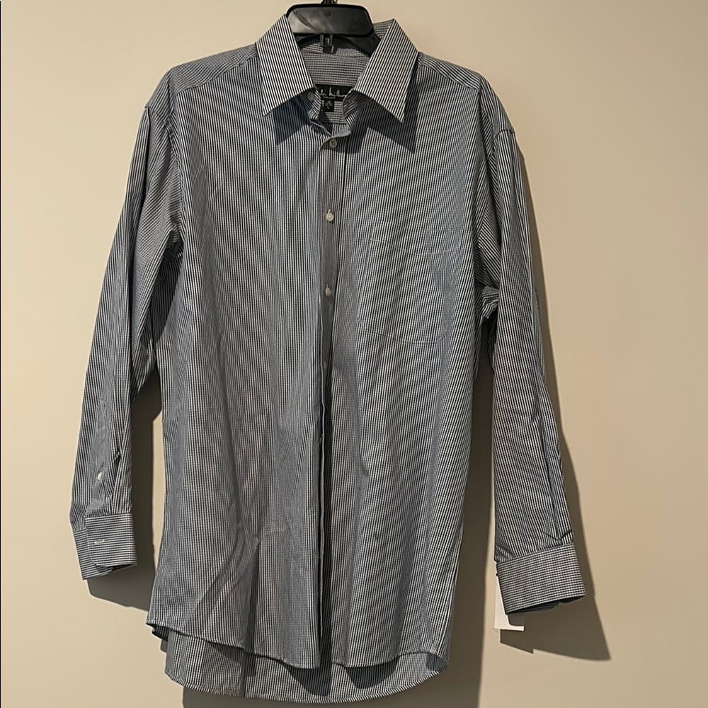 Nicole Miller new york Size 16 32/33 L Men's‎ Blue Striped Shirt